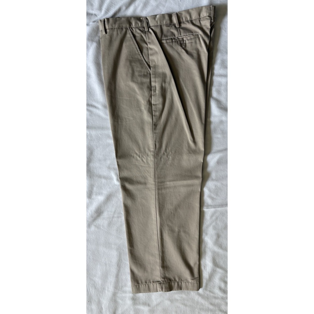 Chaps Mens Chino Pants 38x29 Khaki Tan Flat Front Casual Dress Trousers Cotton - Picture 1 of 4
